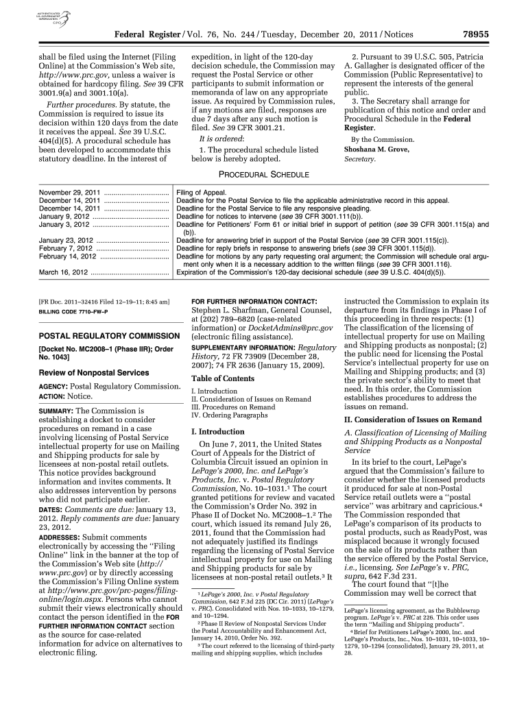 Shall Be Filed Using the Internet Filing Gpo  Form