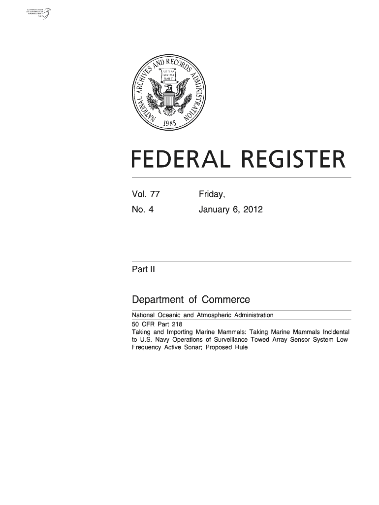 Federal RegisterVol 77, No 4Friday, January 6, Proposed Gpo  Form
