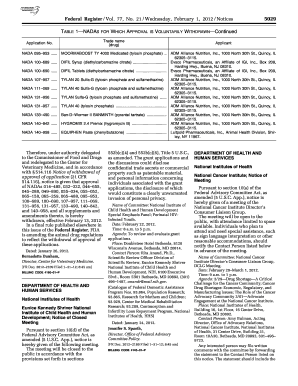 TABLE 1NADAS for WHICH APPROVAL is VOLUNTARILY WITHDRAWNContinued Gpo  Form