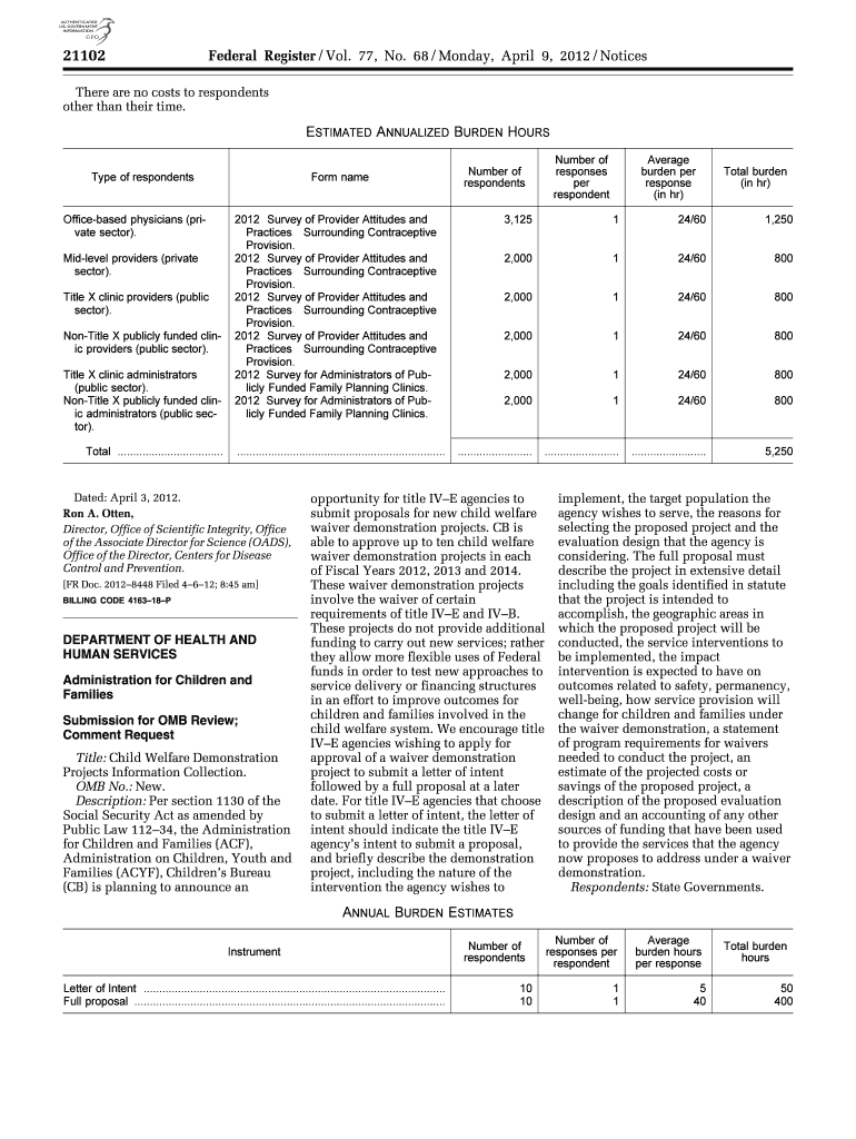 There Are No Costs to Respondents  Form