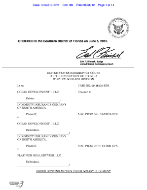 Case 10 03313 EPK DOC 189 Filed 060612 Page 1 of 14 ORDERED in the Southern District of Florida on June 5, Gpo  Form