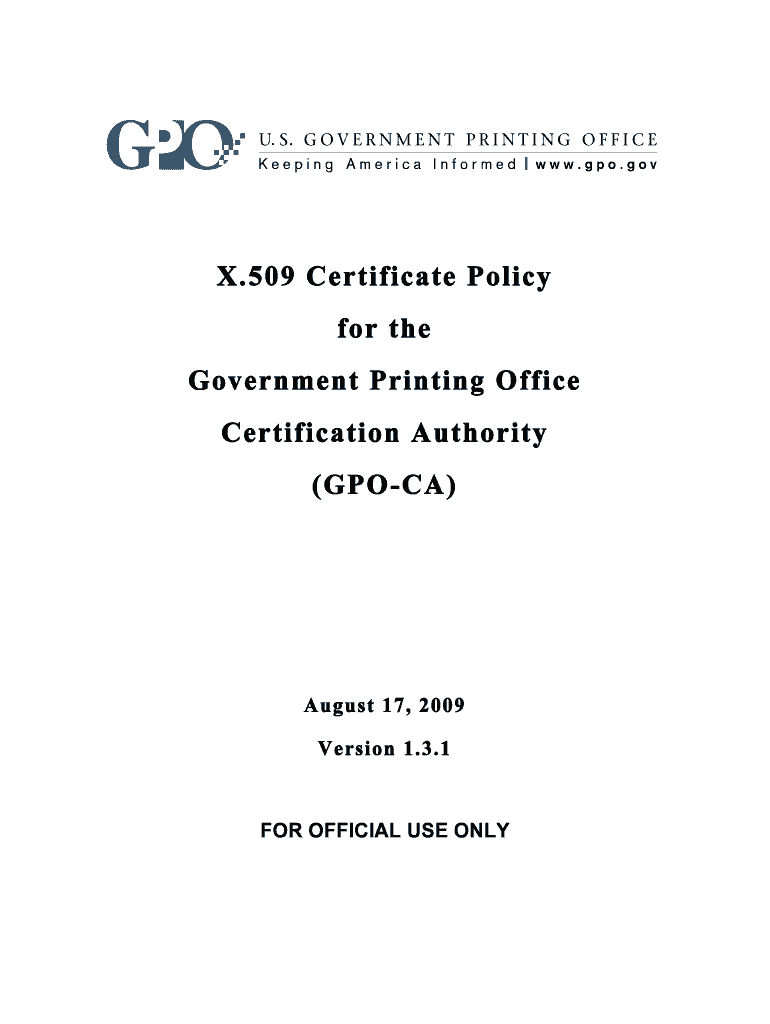 GPOCACPv1 3 1final 8 17 09 U S Government Printing Office Gpo  Form