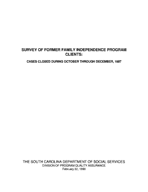 SURVEY of FORMER FAMILY INDEPENDENCE PROGRAM Aspe Hhs