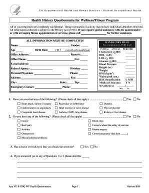 Health History Questionnaire  Form