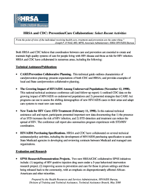HRSA and CDC PreventionCare Collaboration Select Recent Ftp Hrsa  Form