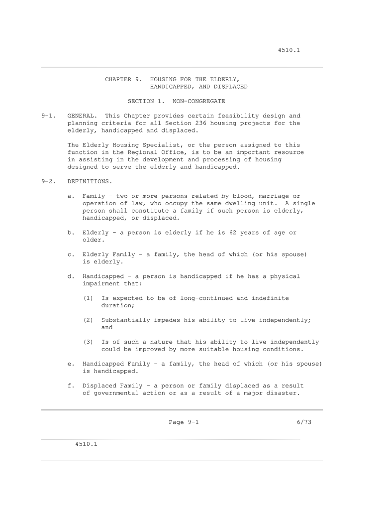 4510 1 CHAPTER 9 HOUSING for the ELDERLY, HANDICAP Hud  Form