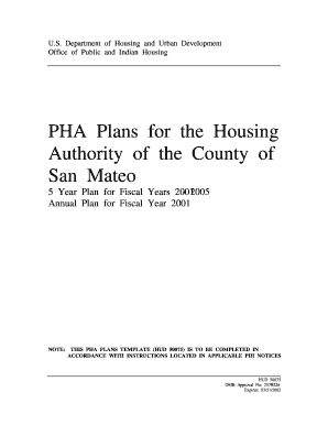 PHA Plans for the Housing Authority of the County of San Mateo HUD Hud  Form
