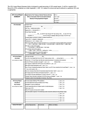 Irs Apa Annual Report Summary Form