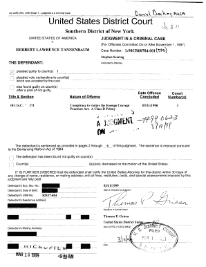 United States of America Vs Hebert Tannenbaum Judgment 19th March United States of America Vs Hebert Tannenbaum Judgment 19th Ma  Form