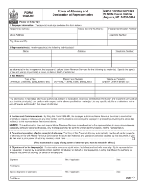 Power of Attorney Form 2848ME Maine Gov