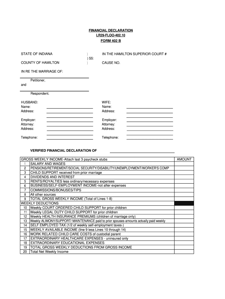 Hamilton County Financial Declaration  Form