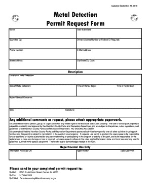 Metal Detection Permit Request Form Hamilton County, Indiana Hamiltoncounty in