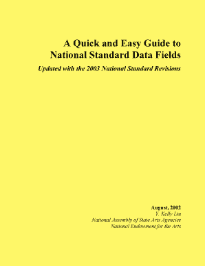 Quick and Easy Guide to National Standard Data Fields in  Form