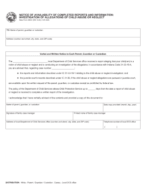 What is a Notice of Availability of Completed Reports and Information