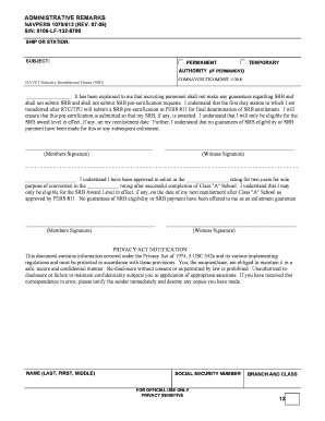 ADMINISTRATIVE REMARKS Cnrc Navy  Form