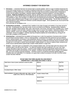 INFORMED CONSENT for SEDATION