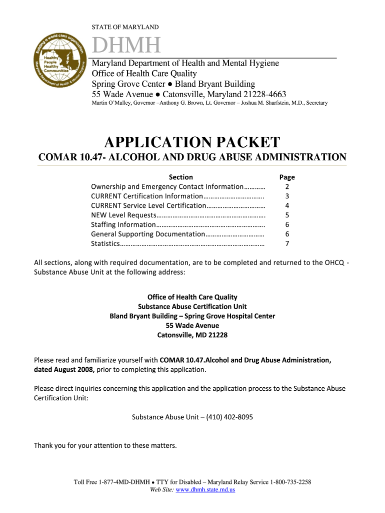  Dhmh Comar 1047 Form 2013