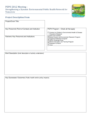 PEPH Meeting National Institute of Environmental Health  Form