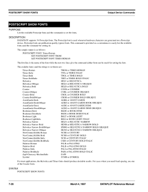 POSTSCRIPT SHOW FONTS  Form