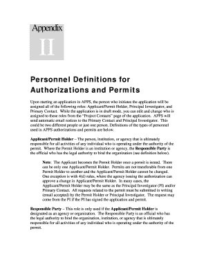 Personnel Definitions for  Form