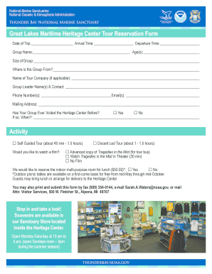 Great Lakes Maritime Heritage Center Tour Reservation Form Activity