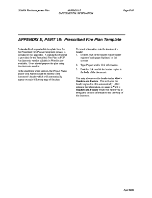 APPENDIX E, PART 18 Prescribed Fire Plan Template  Form