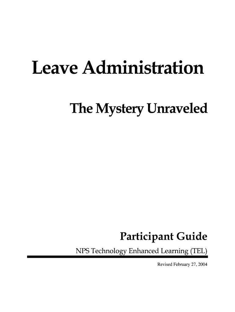 Leave Administration National Park Service  Form