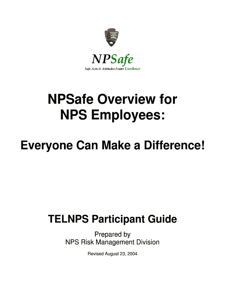 NPSafe NPSafe Overview for NPS Employees National Park Service Nps  Form