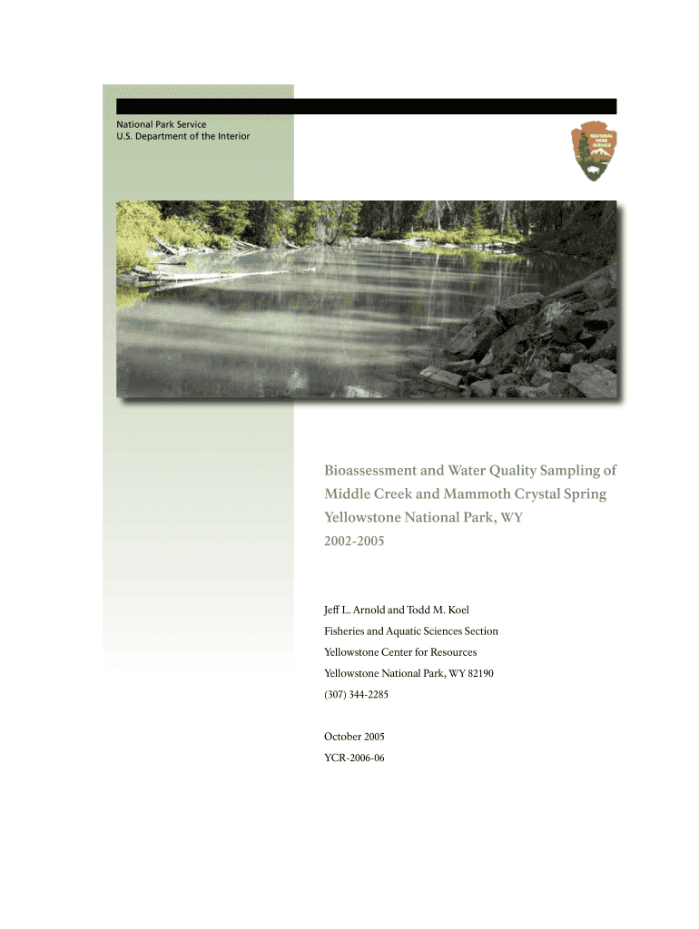 Bioassessment and Water Quality Sampling of Middle Creek and Nps  Form