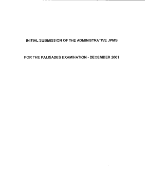 Initial Submission of the AdministrativeJPMS for the Palisades Examination December Pbadupws Nrc  Form