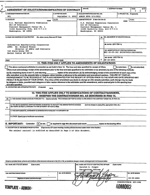 Modification No 001 to Contract No NRC 33 03 341 Pbadupws Nrc  Form