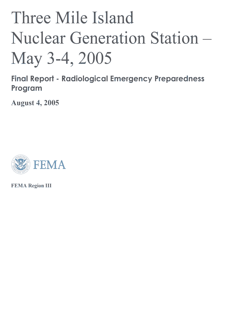 FEMA Three Mile Island Nuclear Generation Station May 3 4, Final Report Radiological Emergency Preparedness Program Dated 8405 P  Form