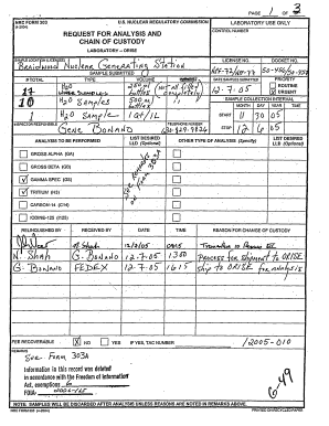 Chain of Custody Example Filled Out  Form