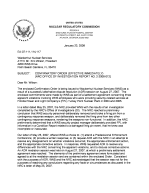 EA 07 111, Wackenhut, Confirmatory Order Effective Immediately Issued to Wackenhut Nuclear Services as a Result of Successful Al  Form
