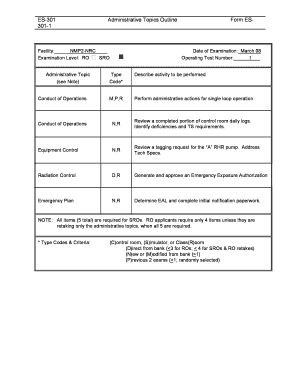 ES 301 Administrative Topics Outline Form ES 301 1 Pbadupws Nrc