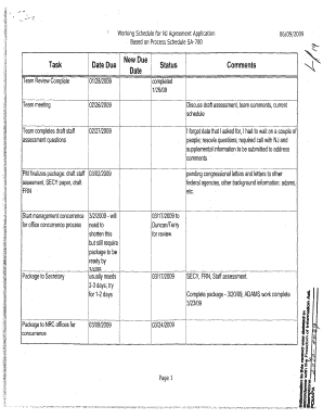 Working Schedule for NJ Agreement Application NRC Pbadupws Nrc  Form