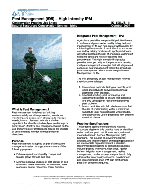 Pest Management 595 High Intensity IPM Efotg Nrcs Usda  Form