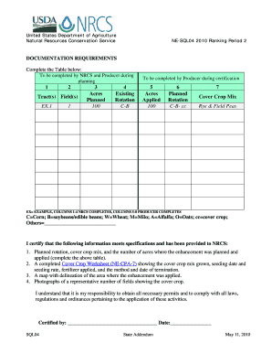 NE NRCS State Office; Soil Quality Enhancement Activity SQL04 Use of Cover Crop Mixes ; CSP; Conservation Stewardship Program; R  Form