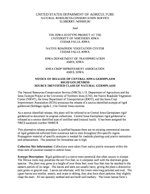 The IOWA ECOTYPE PROJECT at the Plant Materials Nrcs Usda  Form