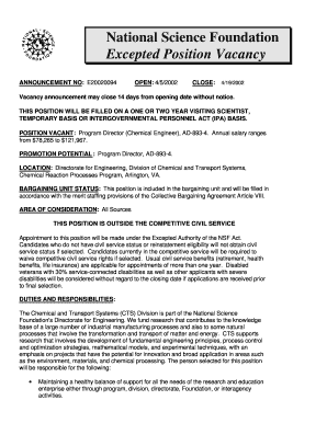 Program DirectorChemical EngineerAD 893 4, CTSENG NSF Nsf  Form