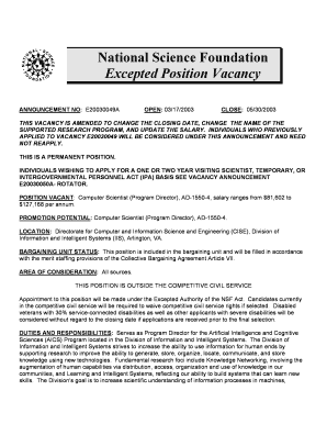 Computer Scientist Program Director, AD 1550 4, Nsf  Form