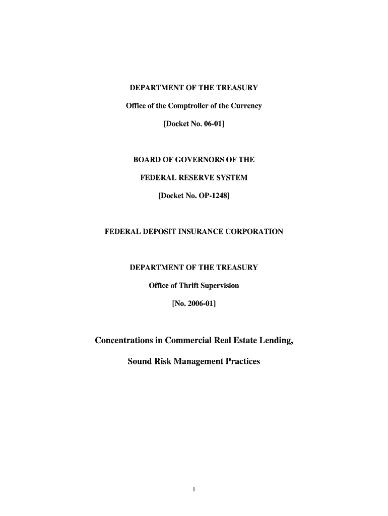 NR 2, Concentrations in Commercial Real Estate Lending, Sound Risk Management Practices Credit Commercial Credit Occ  Form