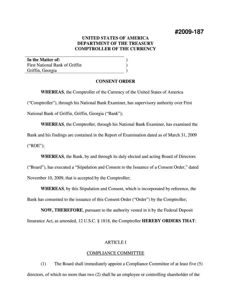 First National Bank of Griffin Form