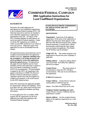 COMBINED FEDERAL CAMPAIGN OPM Opm Form