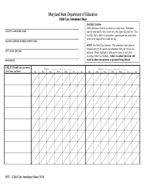Maryland Office of Child Care Forms