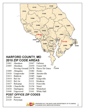 Harford County Zip Code Map  Form