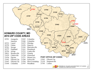 Howard County, Md Zip Code Areas Maryland Department of Planning Maryland  Form