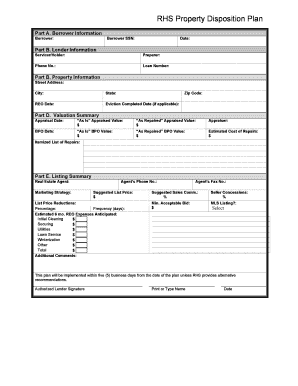 RHS Property Disposition Plan Rurdev Usda  Form