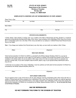 Nj 165  Form