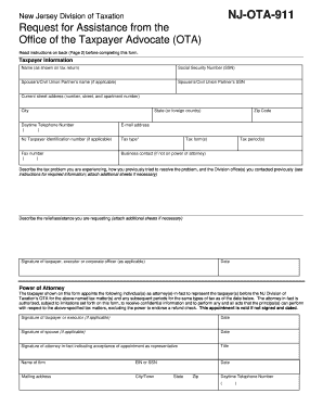 Nj Ota 911 Form